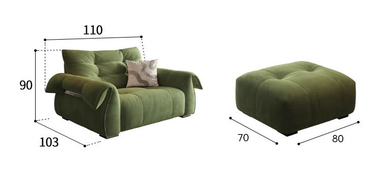 Comfort Green Velvet Fabric Sofa