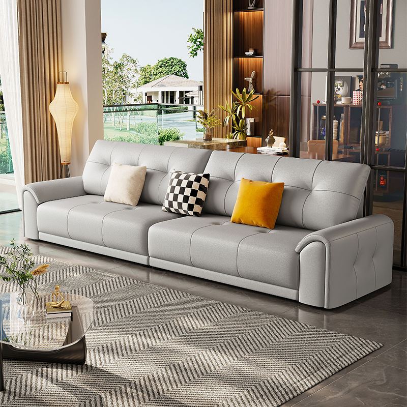 Modern Black Leather Couch 3 Seater Sofa
