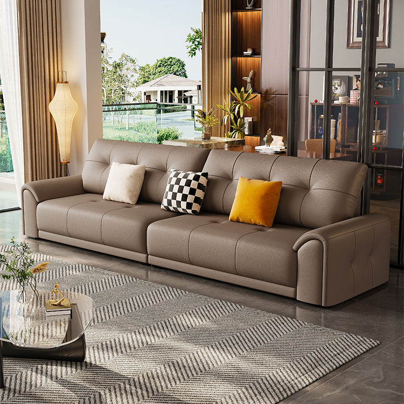 Canapea modernă din piele neagră, cu 3 locuri, de la mijlocul secolului