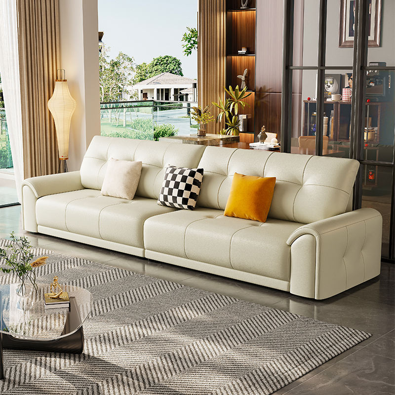 Canapea modernă din piele neagră, cu 3 locuri, de la mijlocul secolului