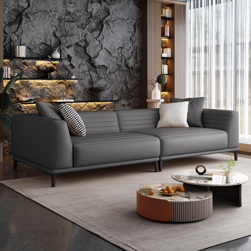 black leather couch
