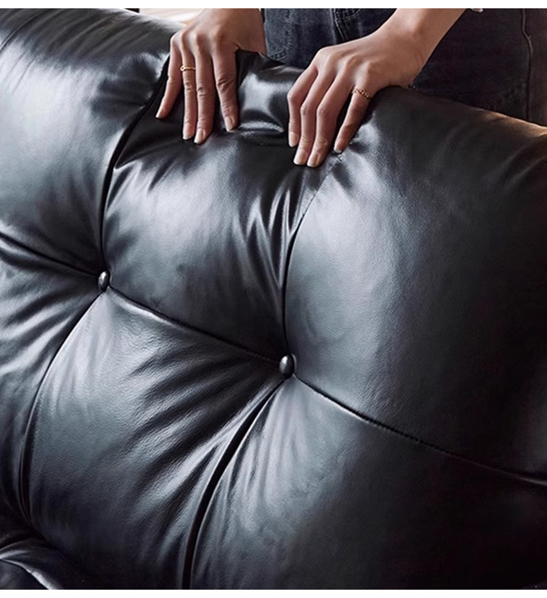 Black Leather Sofa for Living Room