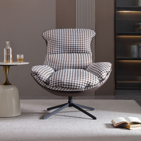 Silla de oficina giratoria de cuero con otomana