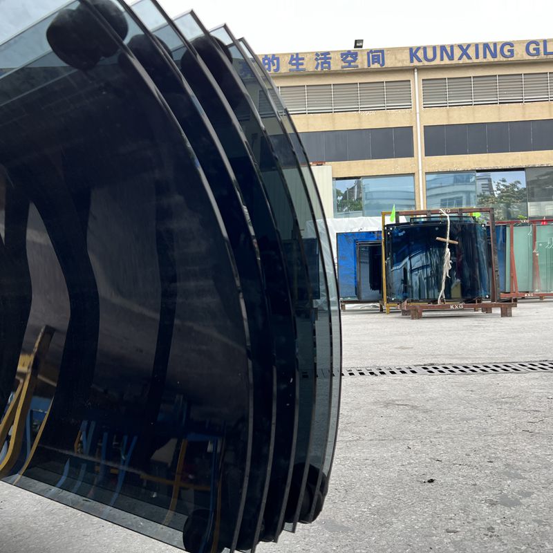 Grey Tinted Curved Tempered Glass Facade Curtain Wall