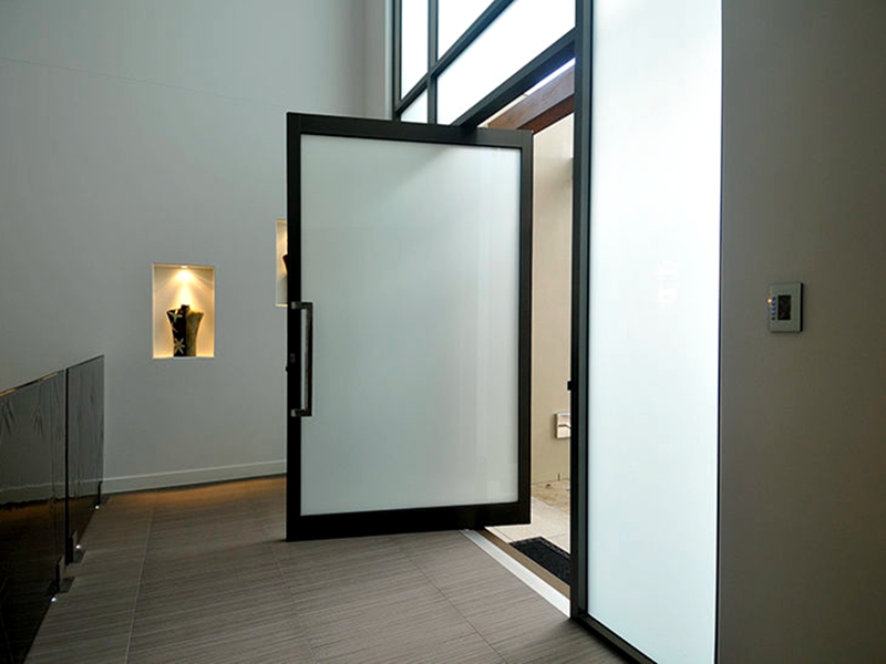 white laminated glass partition wall