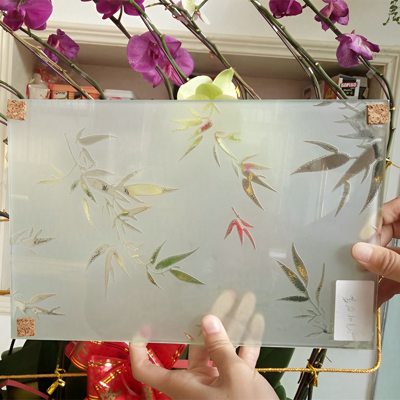 Acid Etched Pattern Privacy Glass Partition