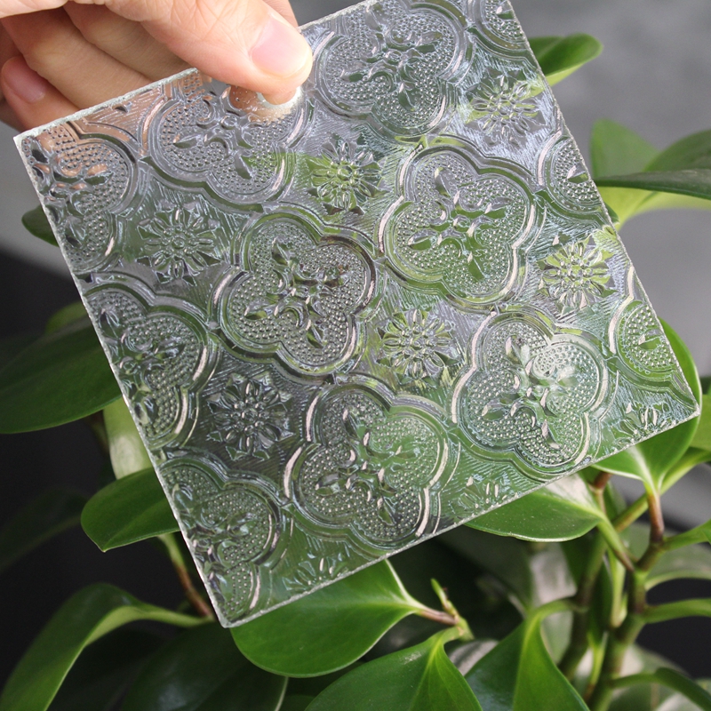 Clear Flora Tinted Embossed Glass