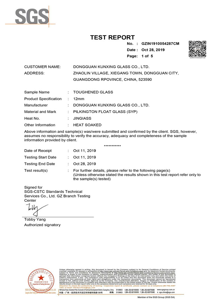 ANSI Z97.1-2015 12MM TEMPERED GLASS ANSI Z97.1-2015 12MM TEMPERED GLASS