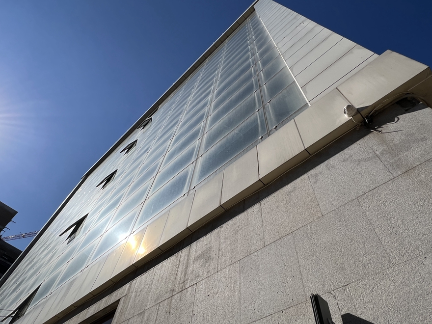 Coated glass curtain wall