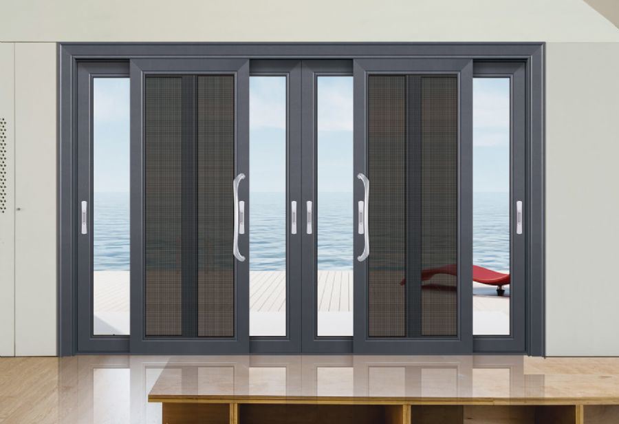 Sliding door with mosquito net
