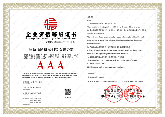 Certyfikat oceny kredytowej przedsiębiorstwa