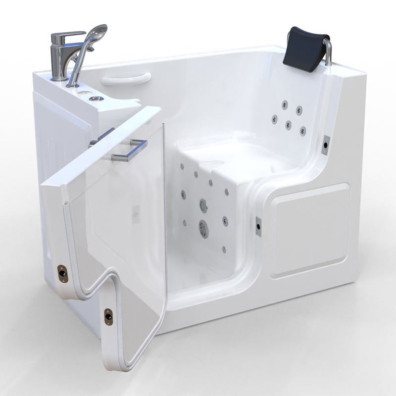 Moena 1271 Deluxe Temperature Walk In Bath For Seniors with water jets, air jets and temperature control
