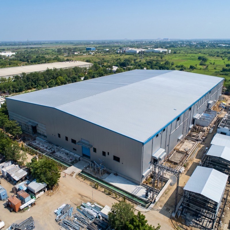 Heavy Duty Industrial Storage Shed with Steel Mezzanine for Manufacturing Plants