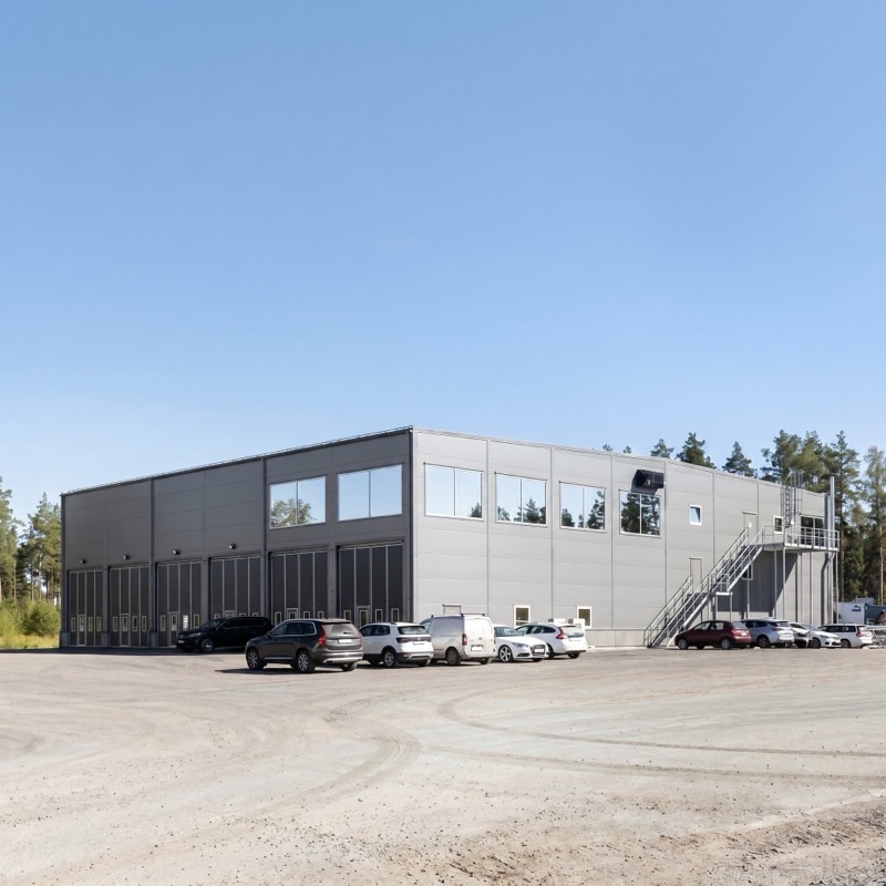Edificio de taller de acero prefabricado para uso industrial y manufacturero.