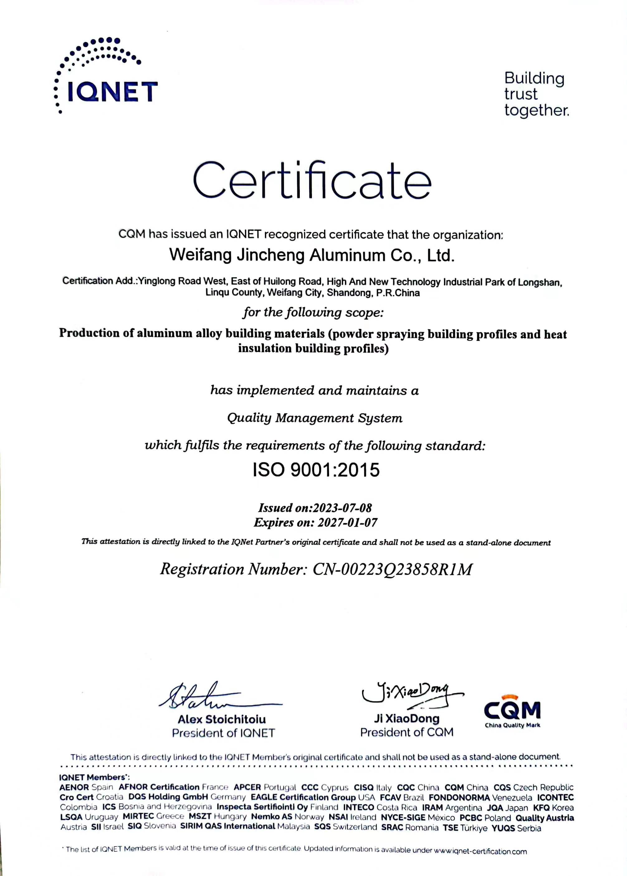 ISO9001 CERTIFACATION ISO9001 CERTIFACATION