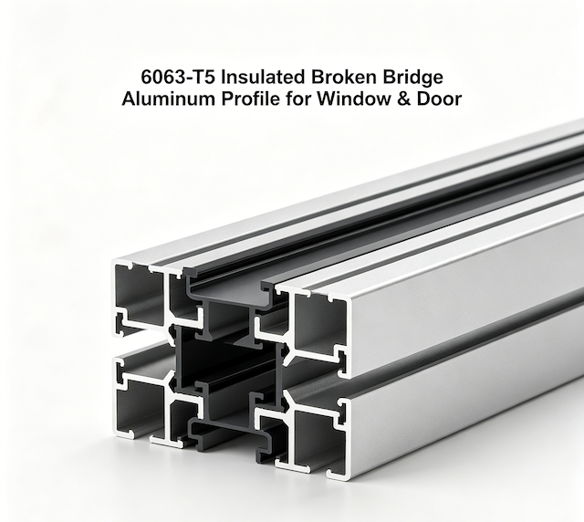 Profil Aluminium Jambatan Patah Bertebat 6063-T5 untuk Tingkap & Pintu