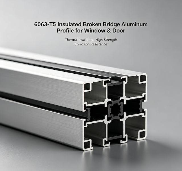 Profil Aluminium Jambatan Patah Bertebat 6063-T5 untuk Tingkap & Pintu