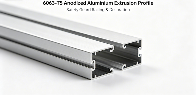 6063-T5 Anodized Aluminium Extrusion Profile for Safety Guard Railing & Decoration 6063-T5 Anodized Aluminium Extrusion Profile for Safety Guard Railing & Decoration