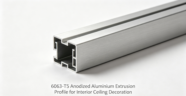 6063-T5 Anodized Aluminium Extrusion Profile for Interior Ceiling Decoration
