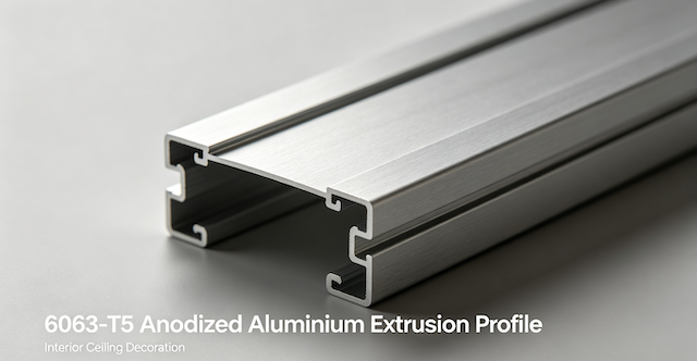 6063-T5 Anodized Aluminium Extrusion Profile for Interior Ceiling Decoration