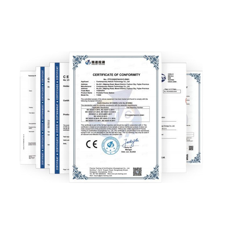 7+ international certifications UN38.3、RoHS、IEC、PSE、CE、UL、FCC