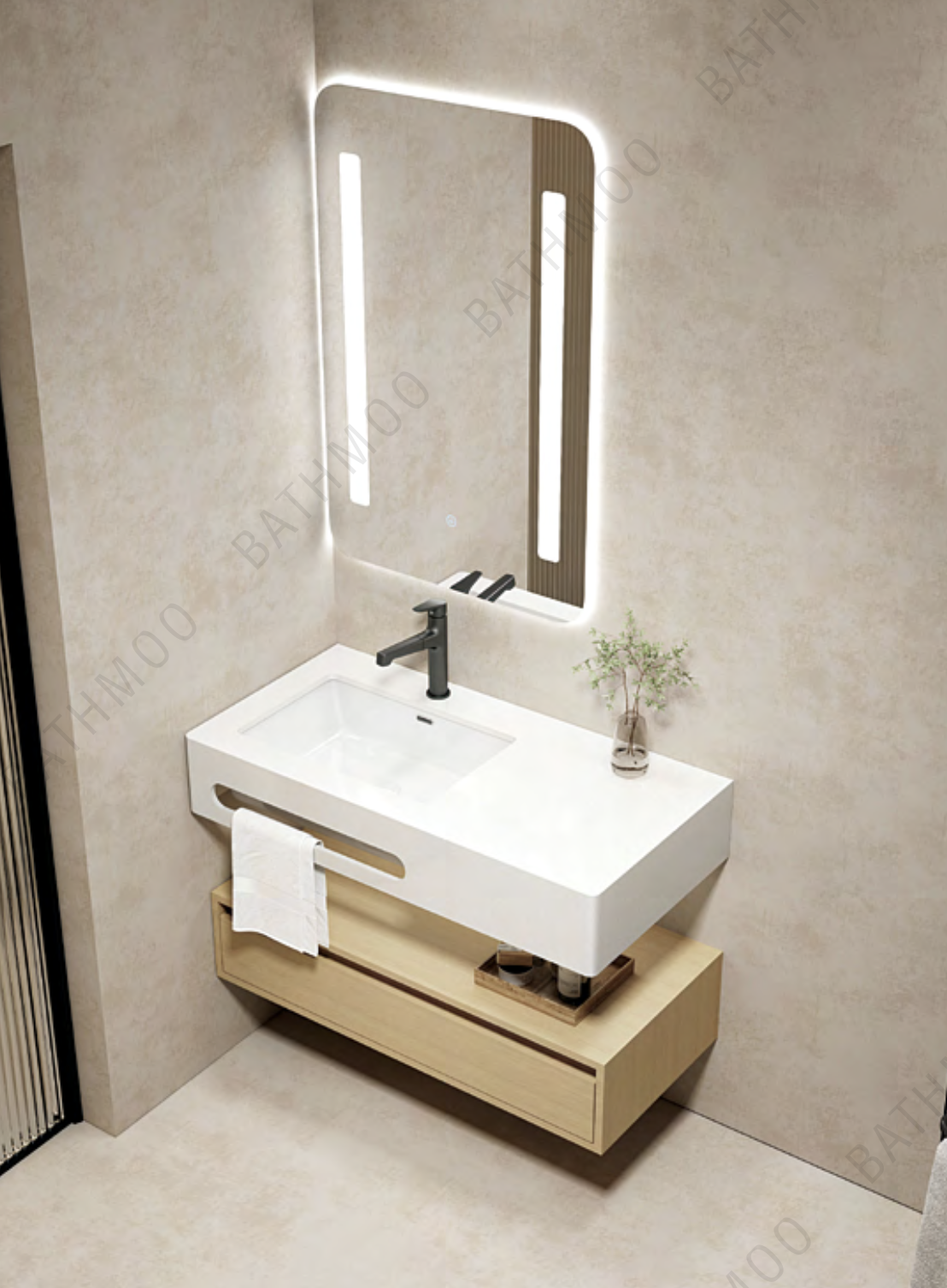 Safe & Stylish: BathMoo’s Rounded-Edge Rock Slate Bathroom Vanities – Where Safety Meets Elegance