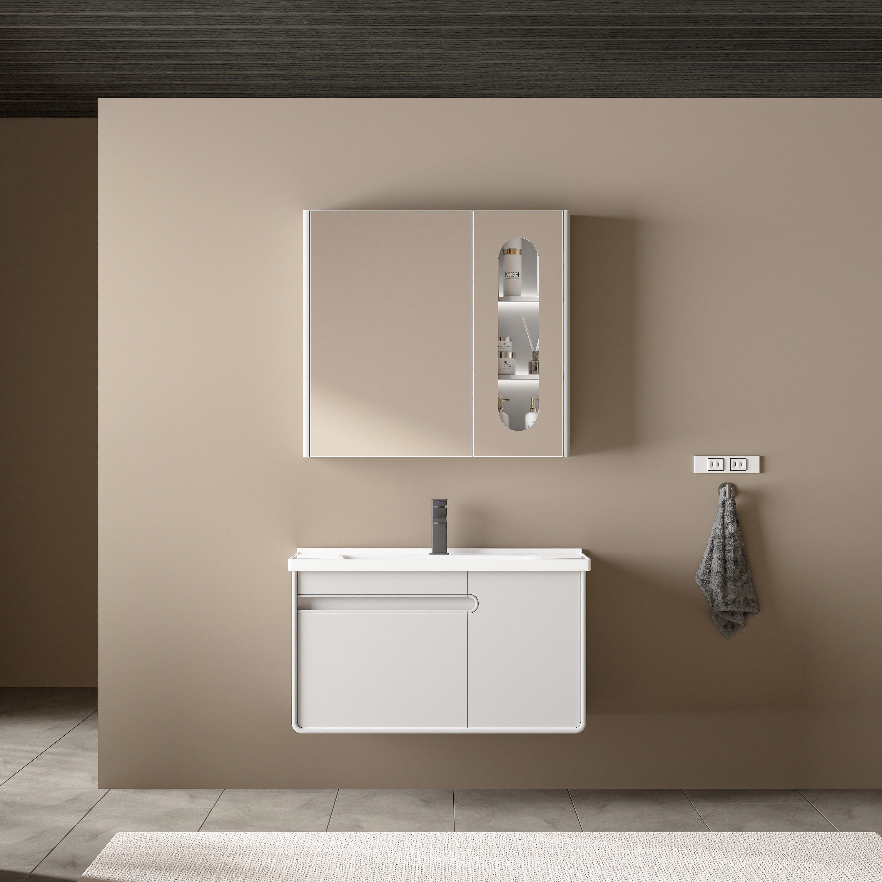 18mm thick white PVC bathroom vanity with LED mirror wholesale 18mm thick white PVC bathroom vanity with LED mirror wholesale