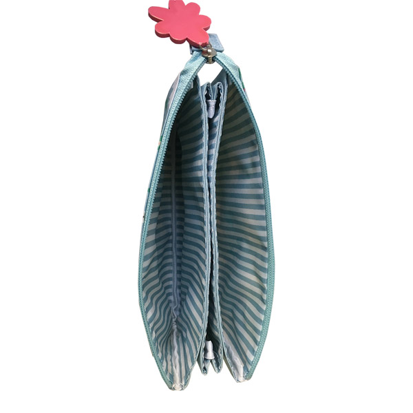 Triple zipper pencil case;