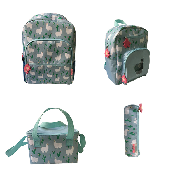 Bolso escolar grande estampado con motivo de alpaca