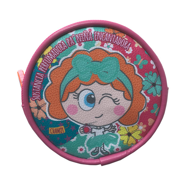 Bonita bolsa de cosméticos redonda, monedero y bolsa para accesorios.