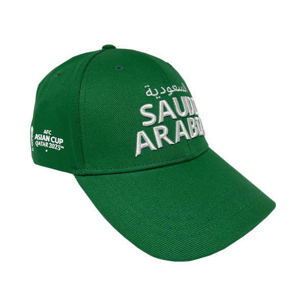 قبعة كأس آسيا المكونة من 6 ألواح؛ قبعة المملكة العربية السعودية المنحنية المصنوعة من قماش قطني مائل قبعة كأس آسيا المكونة من 6 ألواح؛ قبعة المملكة العربية السعودية المنحنية المصنوعة من قماش قطني مائل
