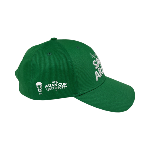 Gorra de 6 paneles de la Copa Asiática; gorra curva KSA con tela de algodón Twill