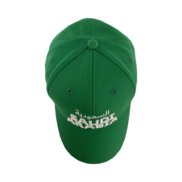 Gorra de 6 paneles de la Copa Asiática; gorra curva KSA con tela de algodón Twill