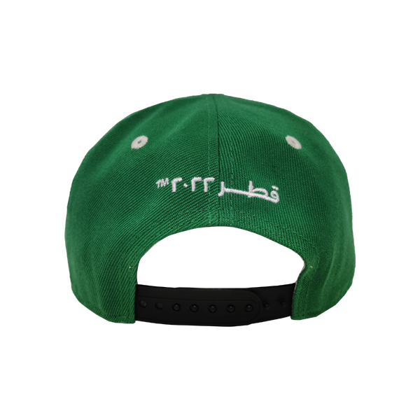Gorra KSA Snapback; Gorra verde de visera plana; Gorra con bordado 3D, estilo Mundial