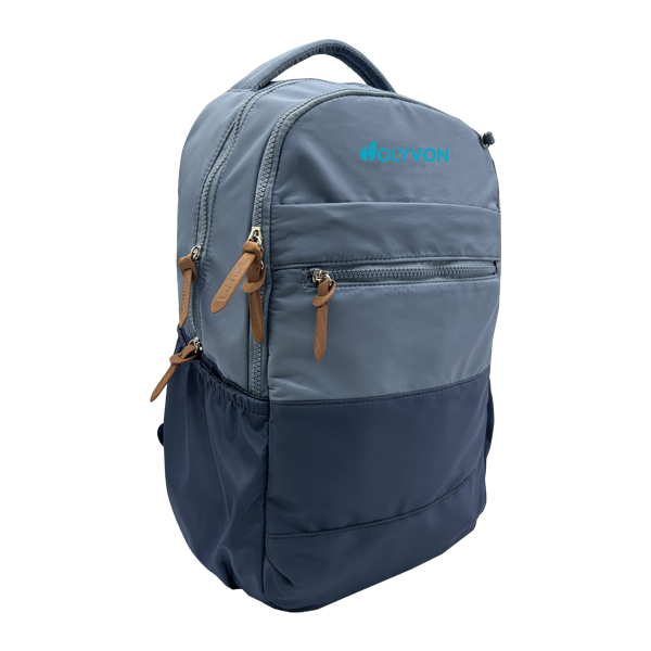 Twill fabric contrast blue color backpack; school bag Daypack