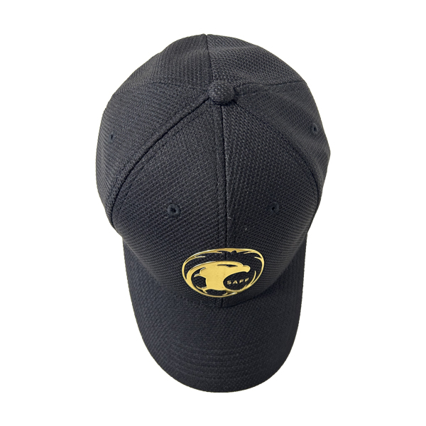 Gorra de béisbol de 6 paneles con estampado de TPU dorado y tela de algodón.