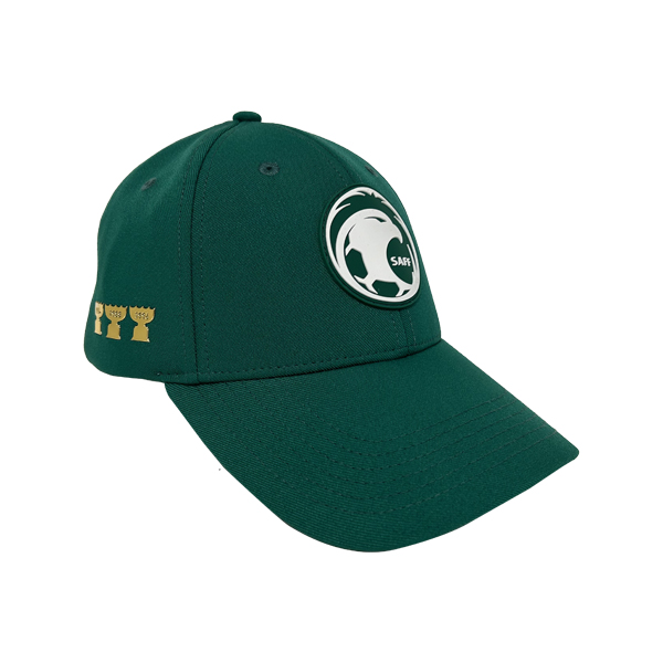 Gorra de béisbol de 6 paneles con estampado de TPU dorado y tela de algodón.