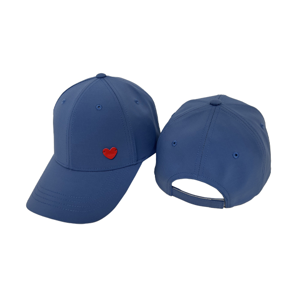 Gorra de béisbol de 6 paneles con parche de PU en forma de corazón; gorra de béisbol femenina