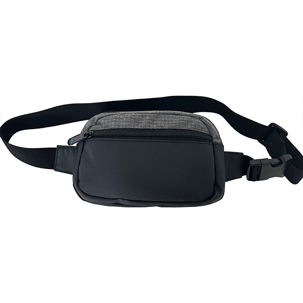 Riñonera con dos bolsillos con cremallera en tono melange