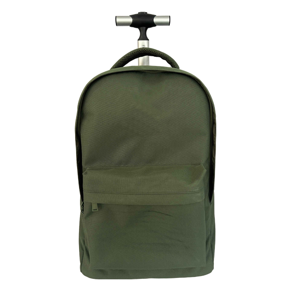 Upright trolley bag with big wheel green, school trolley bag
