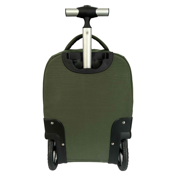 Upright trolley bag with big wheel green, school trolley bag