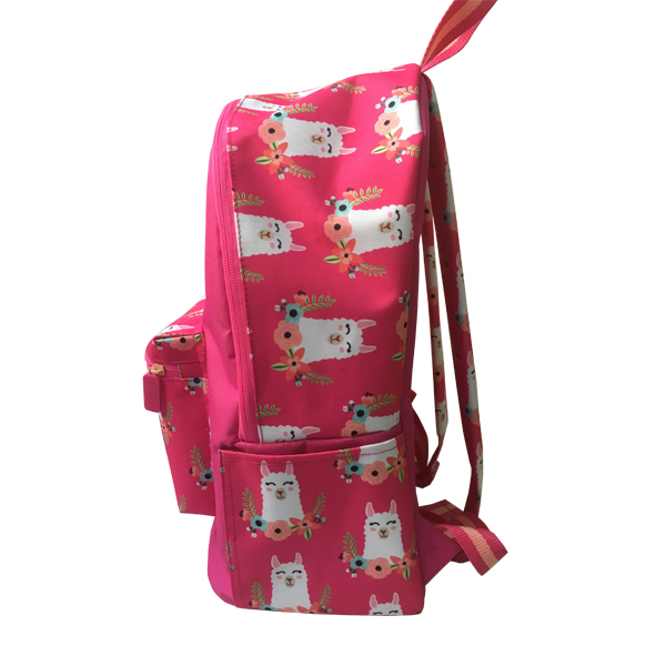 Alpaca printed school bag, school backpack, school bag with pencil case