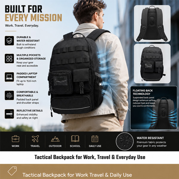 Backpack for work, Travel laptop bag & Daily use bag