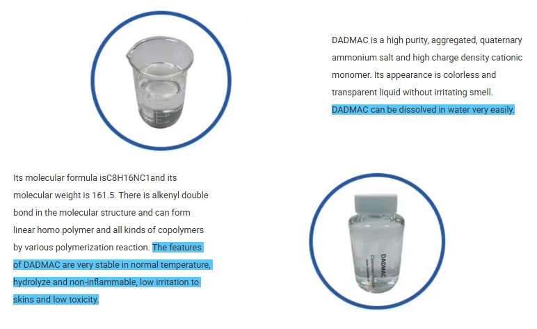 High Performance Cationic Monomer DADMAC CAS 7398-69-8 for Oil Field Drilling Chemicals & Industrial Coagulant