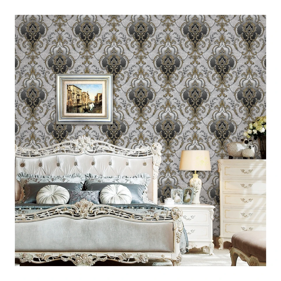 China Top Supplier Luxury Big Size Wallpaper Rolls, Damask Designs 106 Wallpaper