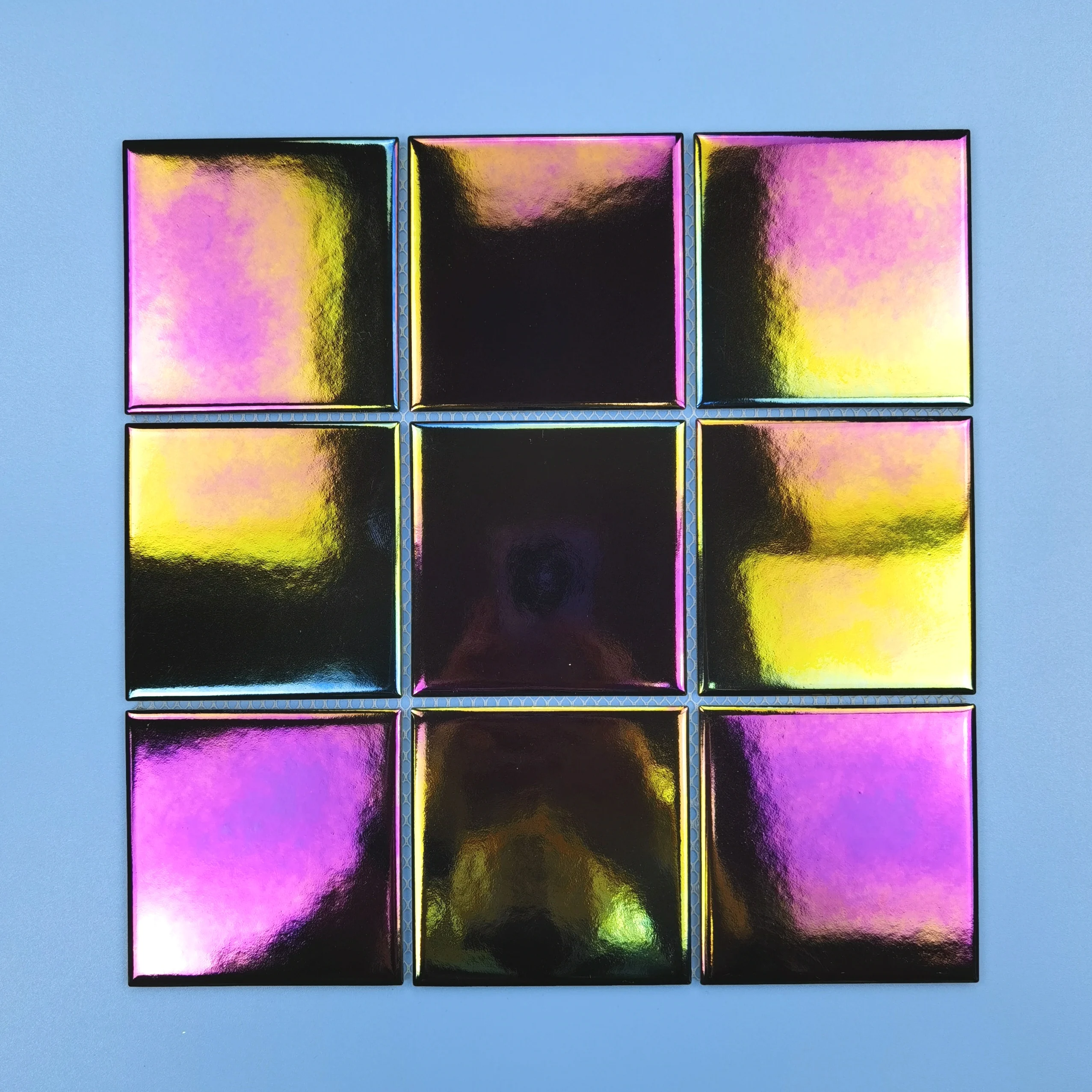 Diy300x300 Matte Silver Ceramic Peel Stick Mosaic in Square Design for Kitchen Use for Hotels Lounges Villas Luxury Spaces