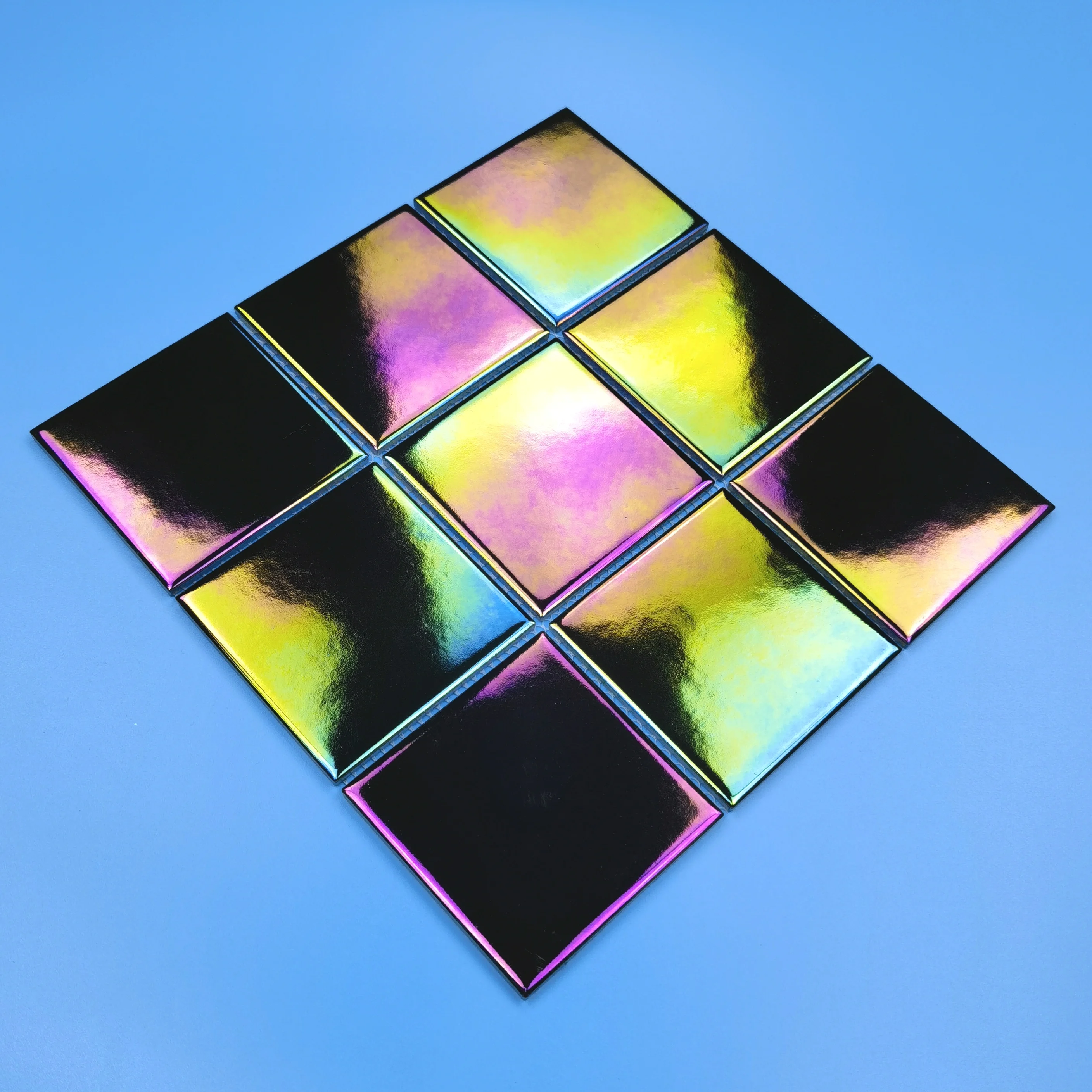 Diy300x300 Matte Silver Ceramic Peel Stick Mosaic in Square Design for Kitchen Use for Hotels Lounges Villas Luxury Spaces