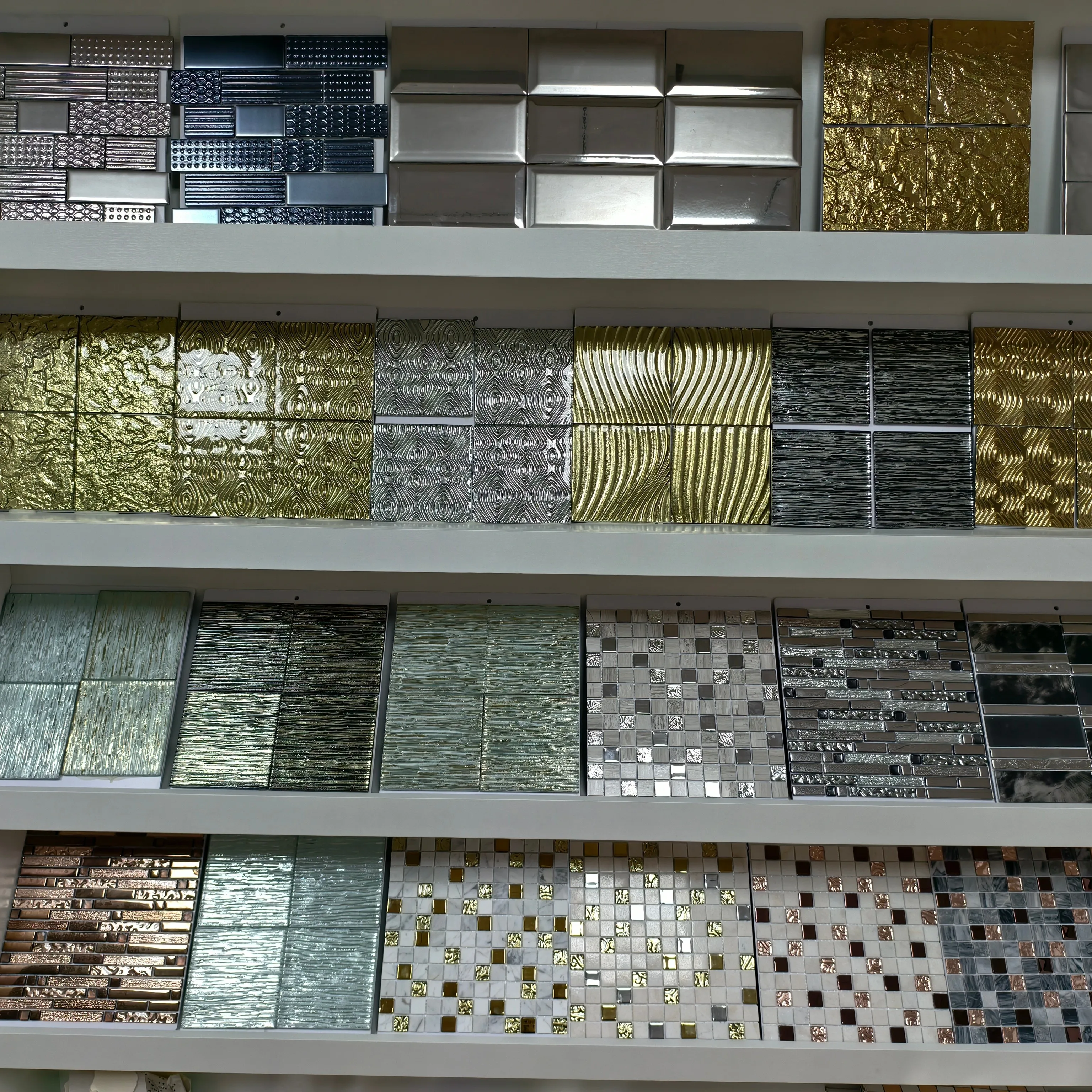 Diy300x300 Matte Silver Ceramic Peel Stick Mosaic in Square Design for Kitchen Use for Hotels Lounges Villas Luxury Spaces