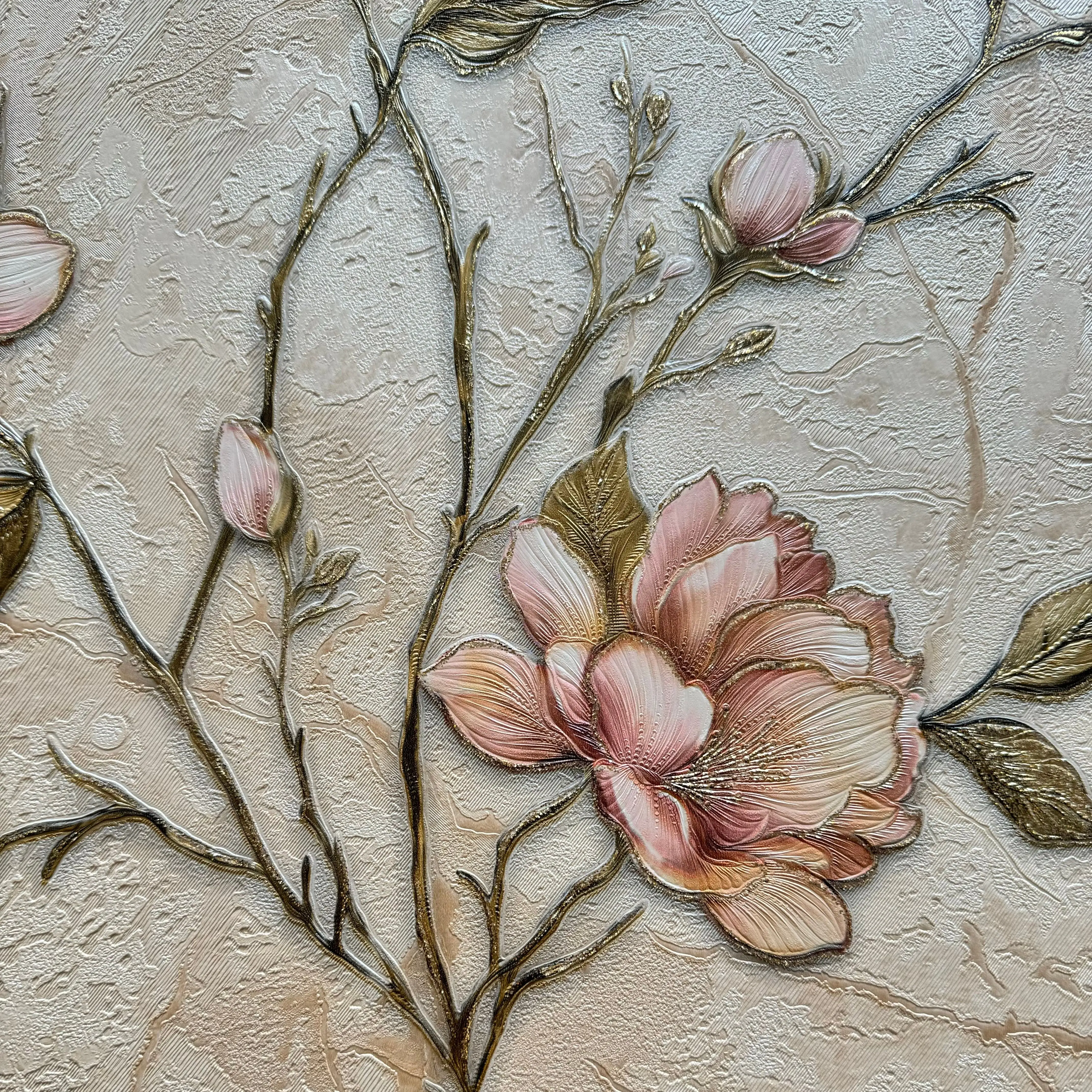 Premium Contemporary Floral PVC Wallpaper - Waterproof Soundproof Peel & Stick Wall Decor for Living Room and Dining Areas