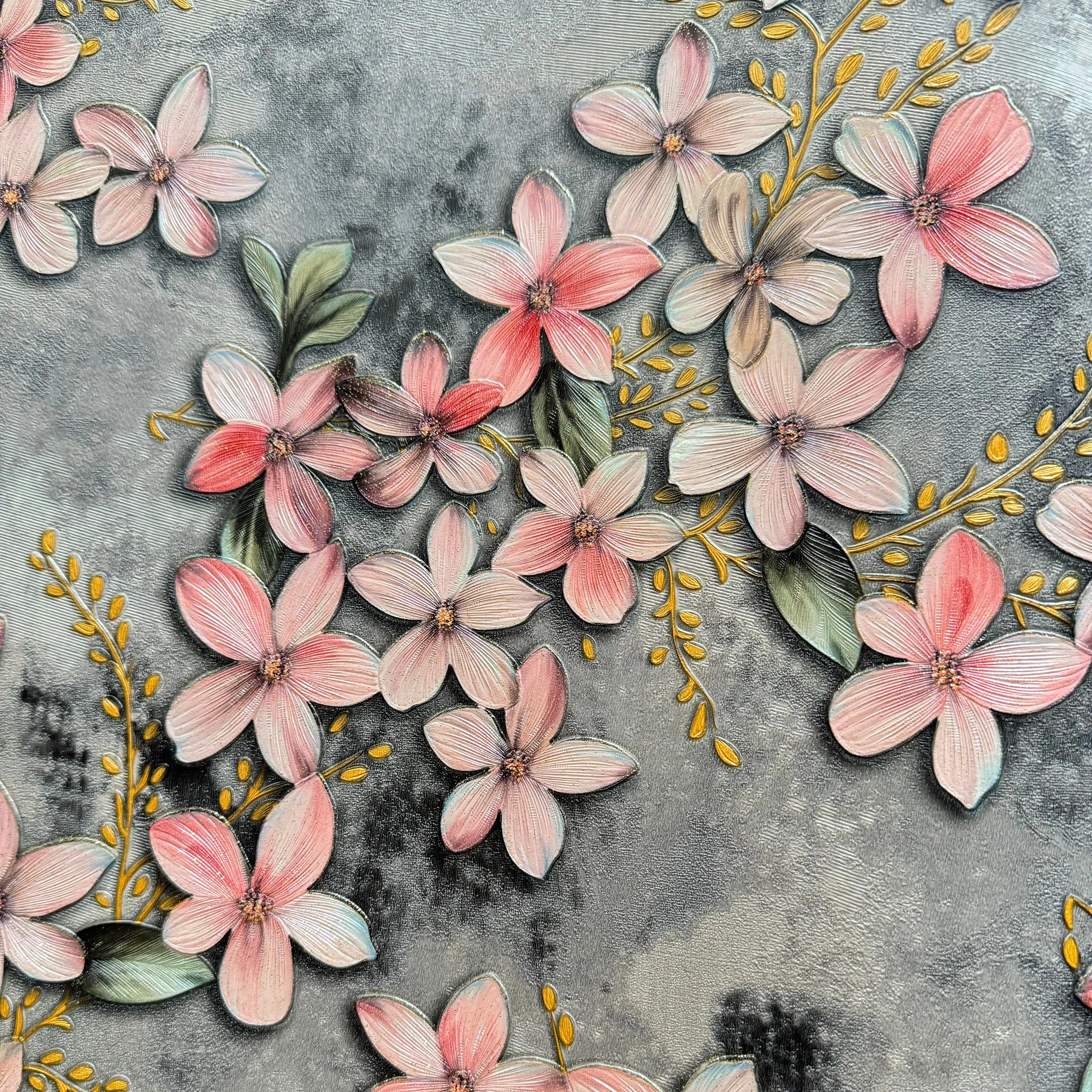 Premium Contemporary Floral PVC Wallpaper - Waterproof Soundproof Peel & Stick Wall Decor for Living Room and Dining Areas